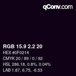 Color code: RGB 15.9 2.2 20 | qconv.com