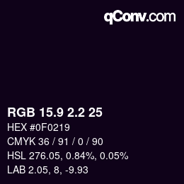 Color code: RGB 15.9 2.2 25 | qconv.com