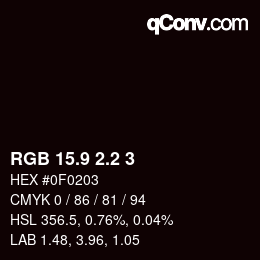 カラーコード: RGB 15.9 2.2 3 | qconv.com