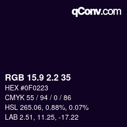 Color code: RGB 15.9 2.2 35 | qconv.com