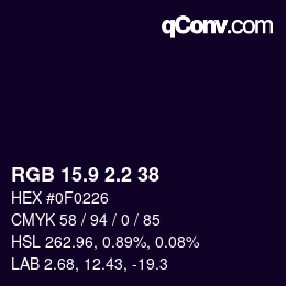 カラーコード: RGB 15.9 2.2 38 | qconv.com