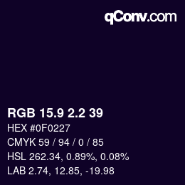 カラーコード: RGB 15.9 2.2 39 | qconv.com