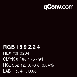 カラーコード: RGB 15.9 2.2 4 | qconv.com