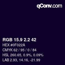 カラーコード: RGB 15.9 2.2 42 | qconv.com