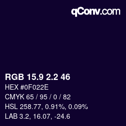 Color code: RGB 15.9 2.2 46 | qconv.com
