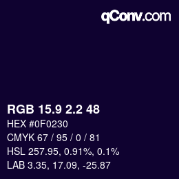 カラーコード: RGB 15.9 2.2 48 | qconv.com