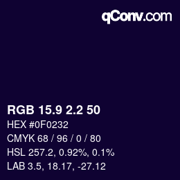 カラーコード: RGB 15.9 2.2 50 | qconv.com