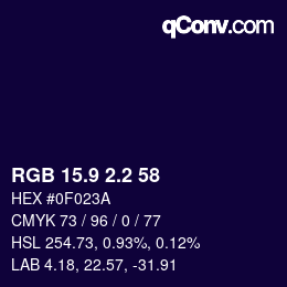 カラーコード: RGB 15.9 2.2 58 | qconv.com