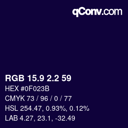 カラーコード: RGB 15.9 2.2 59 | qconv.com