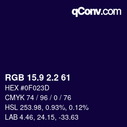 Color code: RGB 15.9 2.2 61 | qconv.com