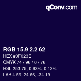 Color code: RGB 15.9 2.2 62 | qconv.com