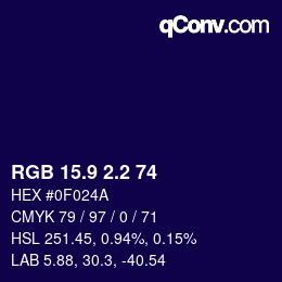 カラーコード: RGB 15.9 2.2 74 | qconv.com