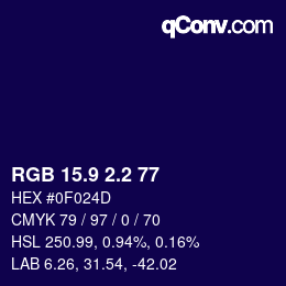 カラーコード: RGB 15.9 2.2 77 | qconv.com