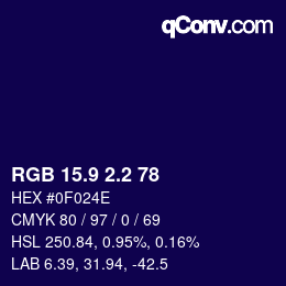 カラーコード: RGB 15.9 2.2 78 | qconv.com