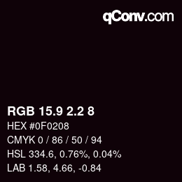Color code: RGB 15.9 2.2 8 | qconv.com