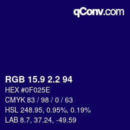 カラーコード: RGB 15.9 2.2 94 | qconv.com