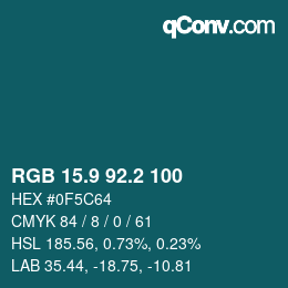 カラーコード: RGB 15.9 92.2 100 | qconv.com