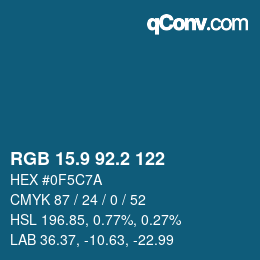 Color code: RGB 15.9 92.2 122 | qconv.com