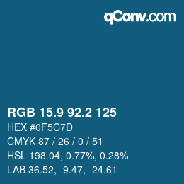 カラーコード: RGB 15.9 92.2 125 | qconv.com