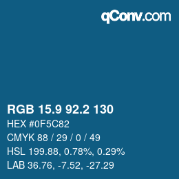 カラーコード: RGB 15.9 92.2 130 | qconv.com