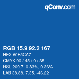 カラーコード: RGB 15.9 92.2 167 | qconv.com