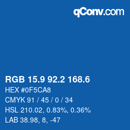カラーコード: RGB 15.9 92.2 168.6 | qconv.com