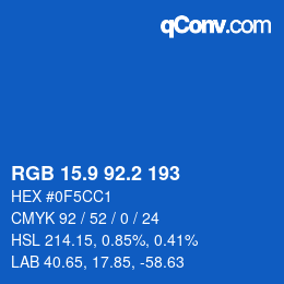 カラーコード: RGB 15.9 92.2 193 | qconv.com