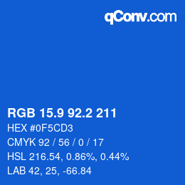 カラーコード: RGB 15.9 92.2 211 | qconv.com
