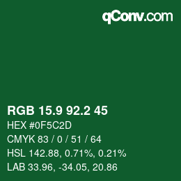 カラーコード: RGB 15.9 92.2 45 | qconv.com