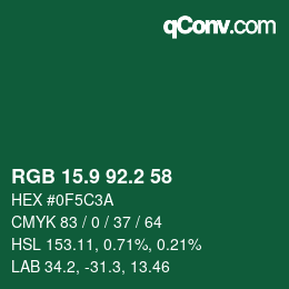 カラーコード: RGB 15.9 92.2 58 | qconv.com