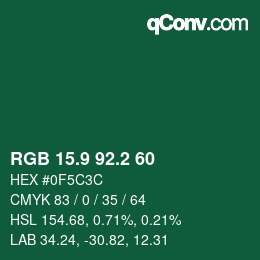 カラーコード: RGB 15.9 92.2 60 | qconv.com