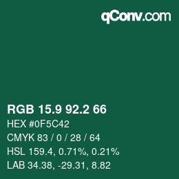 カラーコード: RGB 15.9 92.2 66 | qconv.com