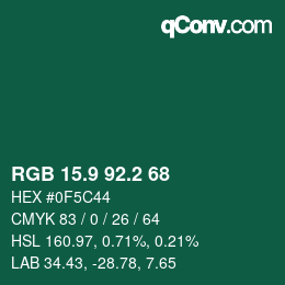 カラーコード: RGB 15.9 92.2 68 | qconv.com