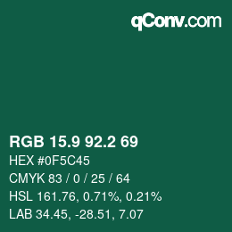 カラーコード: RGB 15.9 92.2 69 | qconv.com