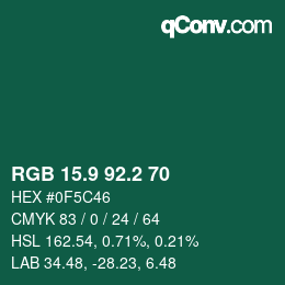 カラーコード: RGB 15.9 92.2 70 | qconv.com