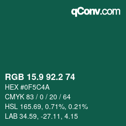 カラーコード: RGB 15.9 92.2 74 | qconv.com