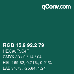 Color code: RGB 15.9 92.2 79 | qconv.com