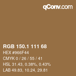 カラーコード: RGB 150.1 111 68 | qconv.com
