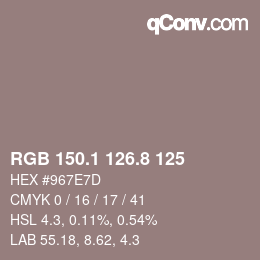 Color code: RGB 150.1 126.8 125 | qconv.com