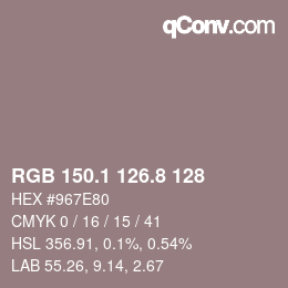 Color code: RGB 150.1 126.8 128 | qconv.com