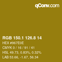 カラーコード: RGB 150.1 126.8 14 | qconv.com