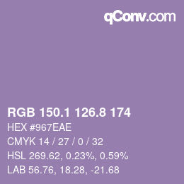 Color code: RGB 150.1 126.8 174 | qconv.com