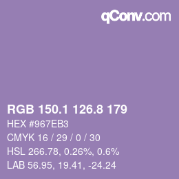 Color code: RGB 150.1 126.8 179 | qconv.com