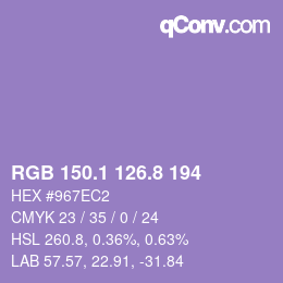 カラーコード: RGB 150.1 126.8 194 | qconv.com