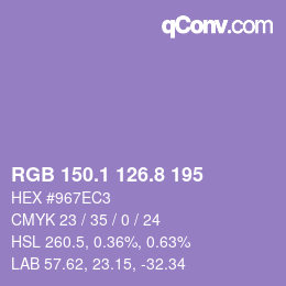 カラーコード: RGB 150.1 126.8 195 | qconv.com