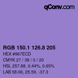 カラーコード: RGB 150.1 126.8 205 | qconv.com