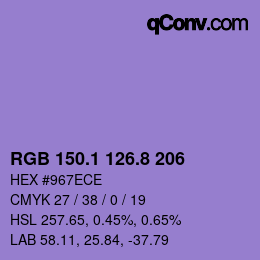 カラーコード: RGB 150.1 126.8 206 | qconv.com