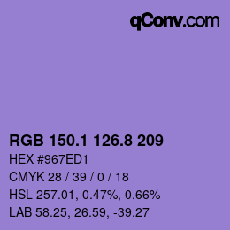 カラーコード: RGB 150.1 126.8 209 | qconv.com