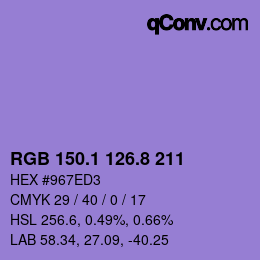 カラーコード: RGB 150.1 126.8 211 | qconv.com