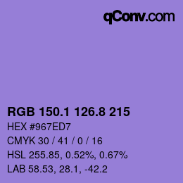 カラーコード: RGB 150.1 126.8 215 | qconv.com